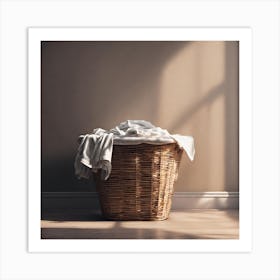 Laundry Basket In A Room Art Print