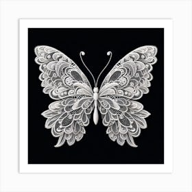 White Lace Butterfly III Art Print