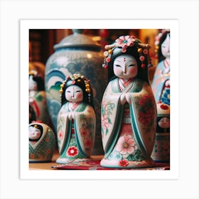 Japanese ceramic dolls 2 Art Print