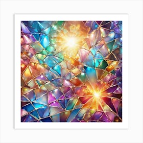 Abstract Colorful Stained Glass Background Art Print