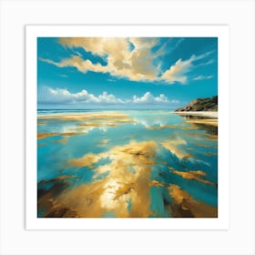 Sunlit Reflections on Golden Beach 4 Art Print