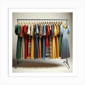 Colorful Dresses On Hangers Art Print