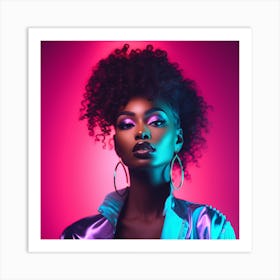 Artwork of Dazzling Confidence, A Neon Ode to Black Girl Magic Art Print