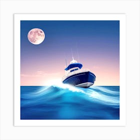 Boat On The Ocean 2 Art Print