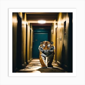 Tiger In The Hallway Art Print