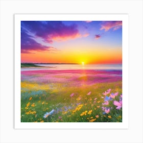 Sunset In The Meadow3 Art Print