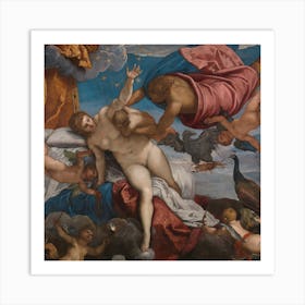 The Origin Of The Milky Way, Jacopo Tintoretto Square Art Print