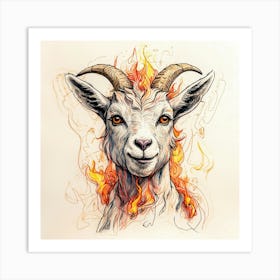 Goat With Flames 10 Art Print