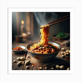 Chinese Noodles With Chopsticks Art Print