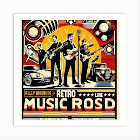 Retro Music Road Art Print