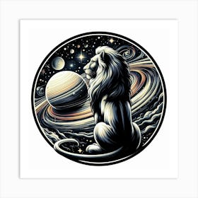 A lion and a cosmic scene Art Print