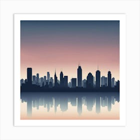 City Skyline At Sunset Art Print