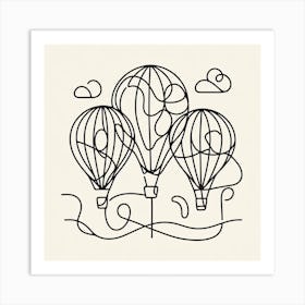 One line of Air Balloons, Picasso style Art Print