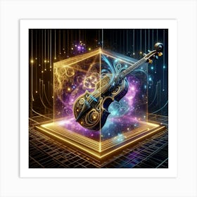 Violin In A Cube Art Print