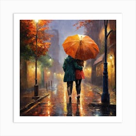 Couple Walking In The Rain 4 Art Print