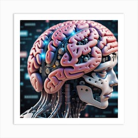 Human Brain With Artificial Intelligence 6 Art Print
