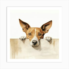 Dog Peeking Over The Wall 2 Art Print