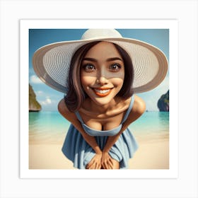 Beautiful Woman On The Beach Art Print