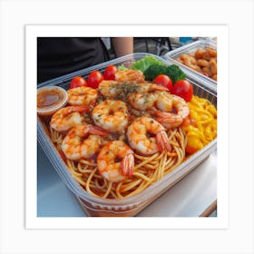 Shrimp Meal In A Container Art Print