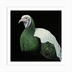 Ohara Koson Inspired Bird Painting Turkey 1 Square Art Print