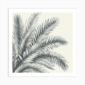 Line Art palm leaves 1 Art Print