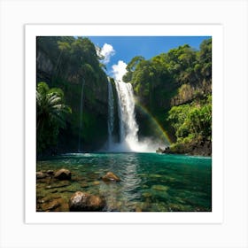 Rainbow Over A Waterfall Art Print