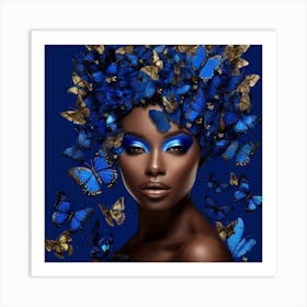 Blue Butterfly Portrait Art Print