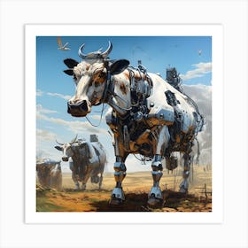 Surreal Cyborg Cows On A Farm Ai Art Depot 25 Art Print