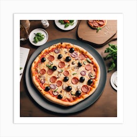 Pizza On A Wooden Table 2 Art Print