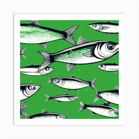 sardines on green print Art Print