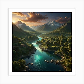 River In The Mountains 12 Art Print