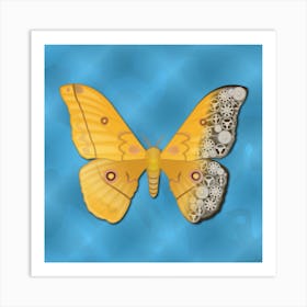 Mechanical Butterfly The Nudaurelia Dione On A Blue Background Art Print