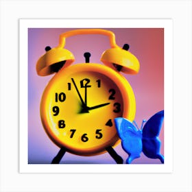 Alarm Clock With Butterfly Art Print