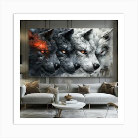 Three Wolves Art Print