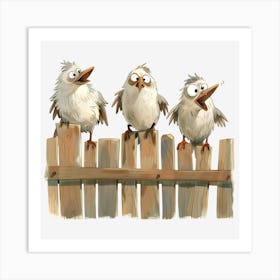 Birds On A Fence 4 Art Print