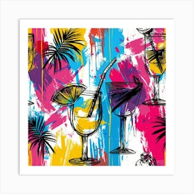 Seamless Pattern With Tropical Drinks 18 Art Print