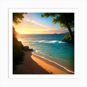 Sunset On The Beach Art Print