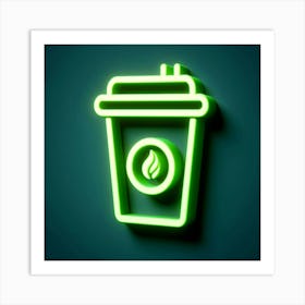 Neon Coffee Cup Art Print