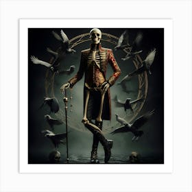 Skeleton With Birds Art Print