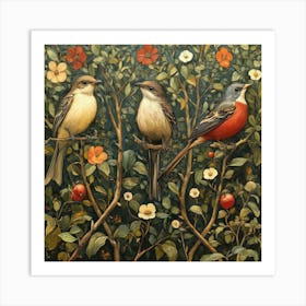 Three Birds In A Tree Art Art Print