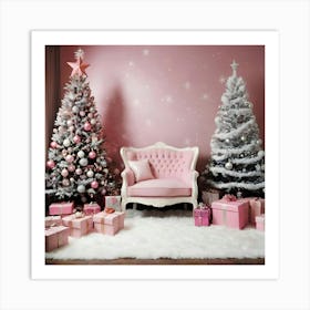 Pink Christmas Tree 10 Art Print