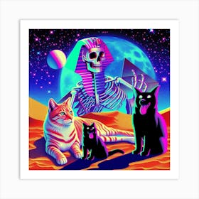 Cats And Skeletons Art Print