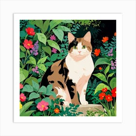 Cat In The Garden 2 Art Print