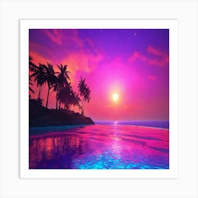 Sunset At The Beach 3 Art Print