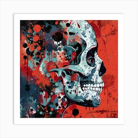 Skull With Splatters Art Print