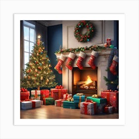 Christmas Tree And Presents 10 Art Print