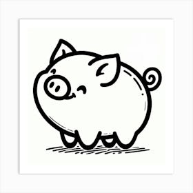 Line Art pig 3 Art Print