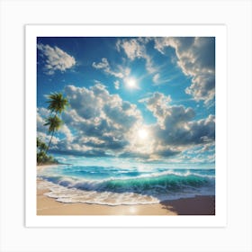 The Beach & Blue Sky Art Print