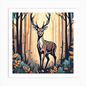 Deer In The Forest 111 Art Print