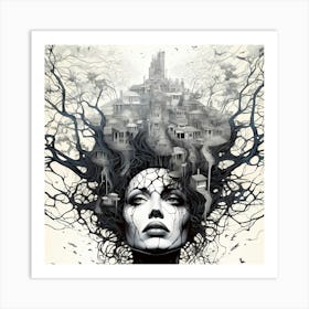 Woman With Trees On Her Head Art Print